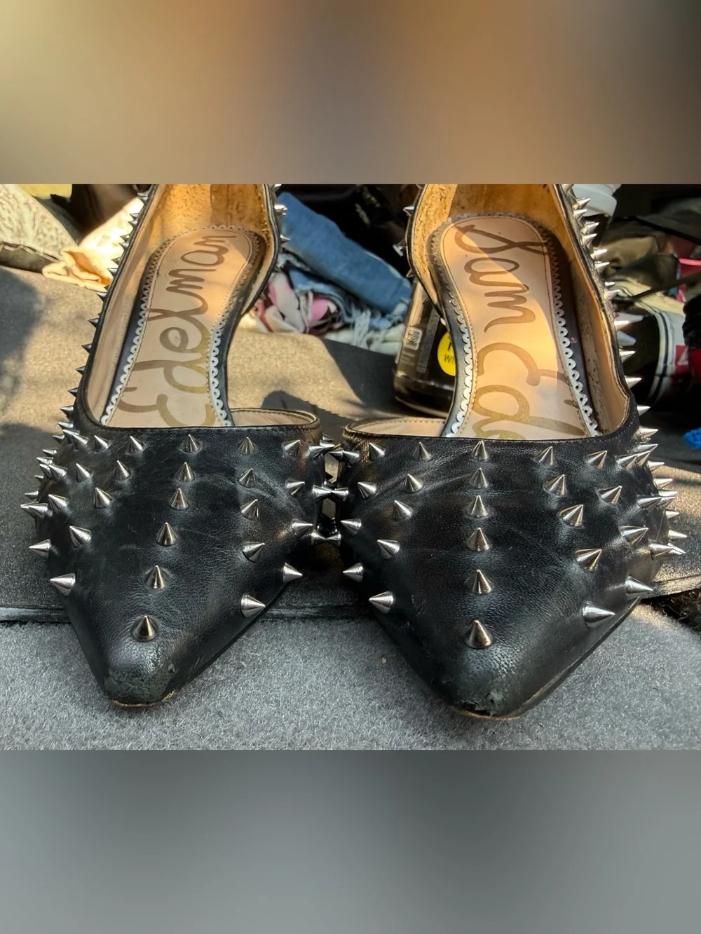 $149 Sam Edelman Haddlee d’orsay stud heel shoes 10 punk pump leather black